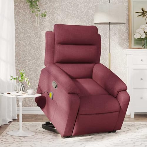 CKioict Massagesessel mit Aufstehhilfe Weinrot Stoff lesesessel Lounge Sessel for Schlafzimmer Balkon von CKioict