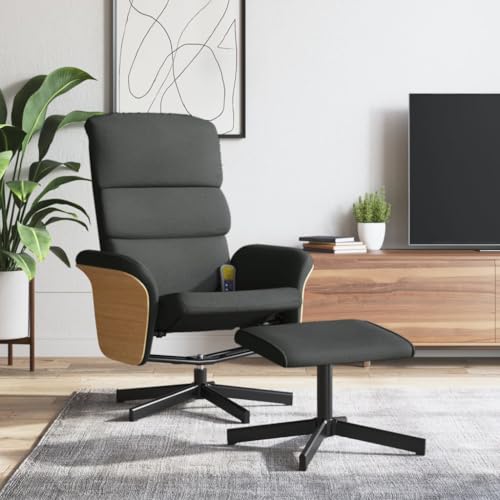 CKioict Massagesessel mit Fußhocker Dunkelgrau Stoff ohrensessel mit hocker cocktailsessel for Wohnzimmer Büro von CKioict