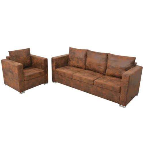 CKioict Moderne Sofagarnitur Set aus Kunstleder mit Holzrahmen, Elegantes 2-Teiliges Wohnzimmer Sofa und Sessel für Gemütliches Entspannen und Fernsehen CKioict Moderne Sofagarnitur Set aus Kunstleder mit Holzrahmen, Elegantes 2-Teiliges Wohnzimmer Sofa und Sessel für Gemütliches Entspannen und Fernsehen von CKioict