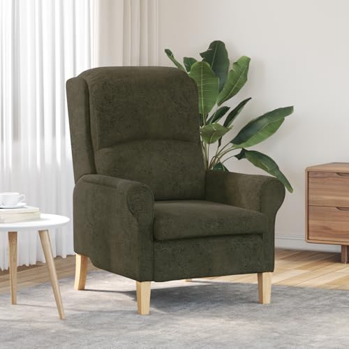 CKioict Moderner Sessel Olivgrün Stoff, Holz Mittel Ergonomisch Sessel fernsehsessel ohrensessel mit hocker for Balkon Büro von CKioict