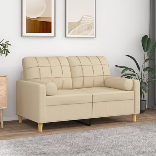 CKioict Modernes 2-Sitzer Sofa mit Zierkissen, atmungsaktivem Stoff und Metallgestell für Wohnzimmer, bequem mit abnehmbaren Bezügen und hoher Stabilität bis 110 kg von CKioict