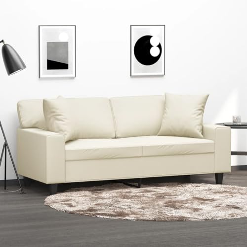 CKioict Modernes 2-Sitzer-Sofa mit Zierkissen aus Kunstleder, langlebiges Metallgestell und bequemer Polsterung für Wohnzimmer und Entspannung von CKioict