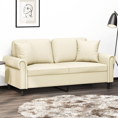 CKioict Modernes 2-Sitzer-Sofa mit Zierkissen aus strapazierfähigem Kunstleder, bequem für Entspannung und Fernsehen, Robustes Metallgestell, pflegeleicht und CKioict Modernes 2-Sitzer-Sofa mit Zierkissen aus strapazierfähigem Kunstleder, bequem für Entspannung und Fernsehen, Robustes Metallgestell, pflegeleicht und von CKioict