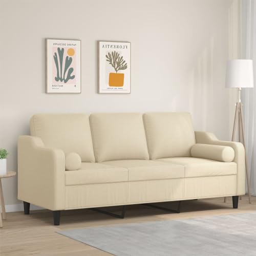 CKioict Modernes 3-Sitzer Sofa mit Zierkissen, atmungsaktiver Stoffbezug und abnehmbaren Kissenbezügen für bequemes Sitzen und Entspannen im Wohnzimmer von CKioict