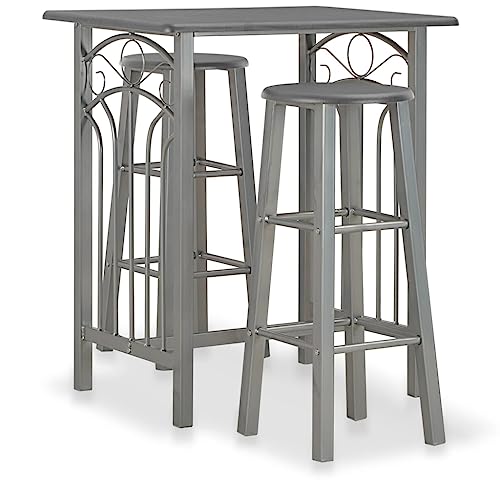 CKioict Möbelsets Küchen möbel Armlehnstuhl 3-TLG. Bar-Set Holz und Stahl AnthrazitGeeignet für Wohnzimmer, Küche, Lounge von CKioict