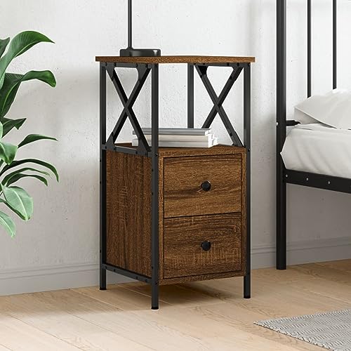CKioict Nachttisch Braun Eichen-Optik kommode mit schubladen badschrank schmal for Schlafzimmer Wohnzimmer 34x35,5x70 cm Holzwerkstoff von CKioict