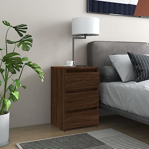 CKioict Nachttisch Braun Eichen-Optik nachtschrank kommode mit schubladen for Schlafzimmer Wohnzimmer 40x35x62,5 cm Holzwerkstoff von CKioict