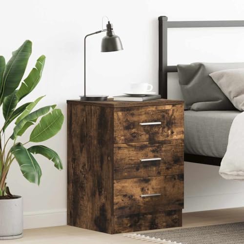 CKioict Nachttisch Räuchereiche Bedside Table badschrank schmal for Zimmer Schlafzimmer 38x35x56 cm Holzwerkstoff von CKioict