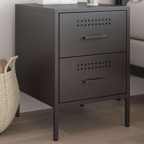 CKioict Nachttisch Schwarz nachtschrank Bedside Table for Schlafzimmer Zimmer 36x39x50,5 cm Stahl von CKioict