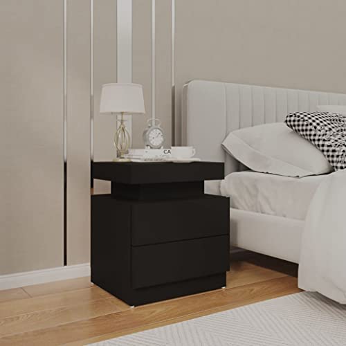 CKioict Nachttisch Schwarz nachtschrank Bedside Table for Wohnzimmer Zimmer 45x35x52 cm Holzwerkstoff von CKioict