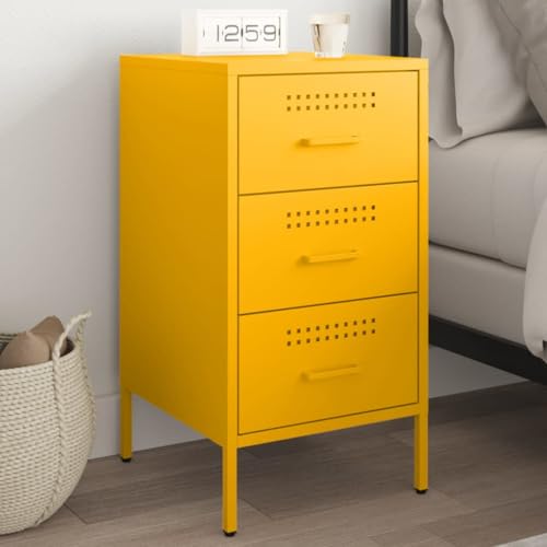 CKioict Nachttisch Senfgelb Bedside Table beistelltisch for Zimmer Schlafzimmer 36x39x68 cm Stahl von CKioict