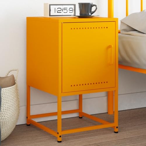 CKioict Nachttisch Senfgelb Bedside Table nachtschrank for Zimmer Wohnzimmer 36x39x60,5 cm Stahl von CKioict