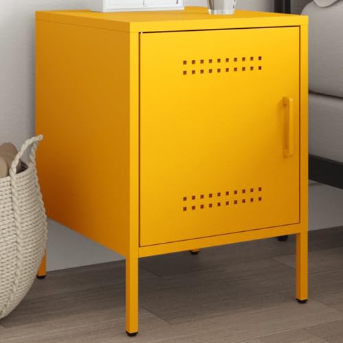 CKioict Nachttisch Senfgelb nachtschrank Bedside Table for Schlafzimmer Zimmer 36x39x50,5 cm Stahl von CKioict