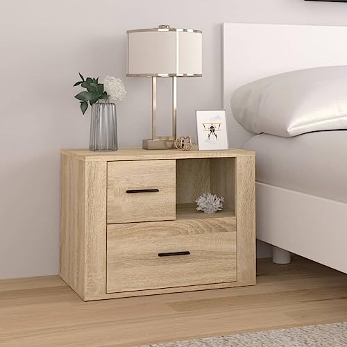 CKioict Nachttisch Sonoma-Eiche nachtschrank kommode mit schubladen for Schlafzimmer Wohnzimmer 60x36x45 cm Holzwerkstoff CKioict Nachttisch Sonoma-Eiche nachtschrank kommode mit schubladen for Schlafzimmer Wohnzimmer 60x36x45 cm Holzwerkstoff von CKioict