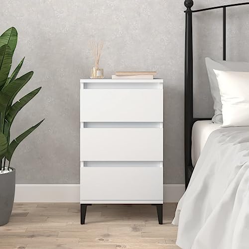 CKioict Nachttisch Weiß Bedside Table nachtschrank for Wohnzimmer Zimmer 40x35x70 cm Holzwerkstoff von CKioict