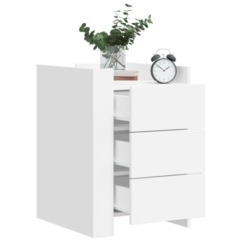 CKioict Nachttisch Weiß kommode mit schubladen nachtschrank for Wohnzimmer Schlafzimmer 45x50x65 cm Holzwerkstoff von CKioict