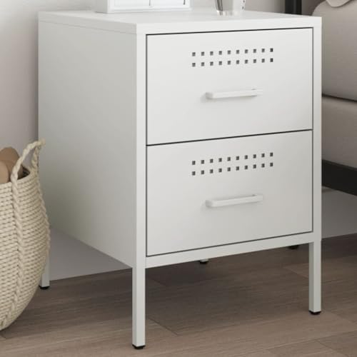 CKioict Nachttisch Weiß nachtschrank nachttisch for Zimmer Schlafzimmer 36x39x50,5 cm Stahl von CKioict