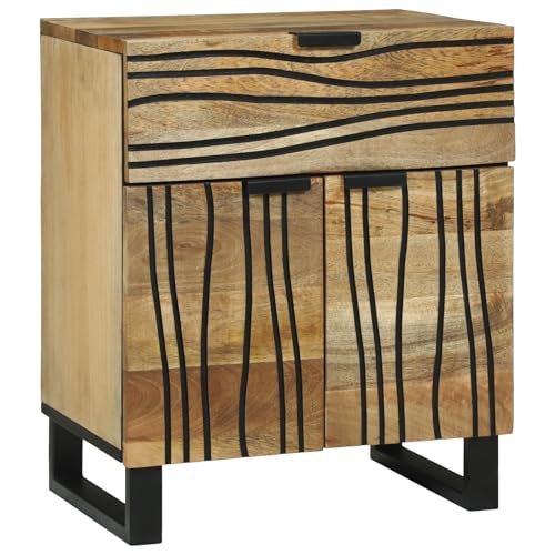 CKioict Nachttisch nachttische kommode mit schubladen for Wohnzimmer Schlafzimmer 50x33x60 cm aus massivem Mangoholz von CKioict