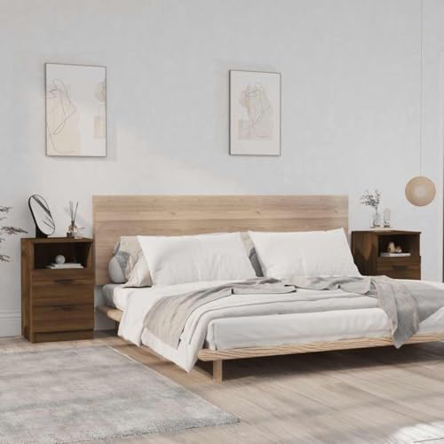 CKioict Nachttische 2 STK. Braun Eichen-Optik Holzwerkstoff beistelltisch kommode mit schubladen for Wohnzimmer Schlafzimmer von CKioict