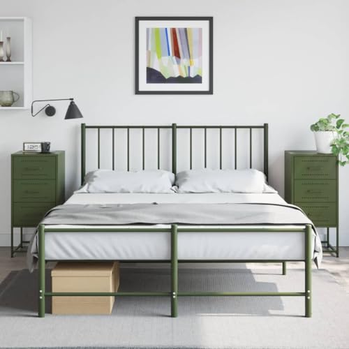 CKioict Nachttische 2 STK. Olivgrün nachtschrank kommode mit schubladen for Zimmer Wohnzimmer 36x39x78 cm Stahl von CKioict