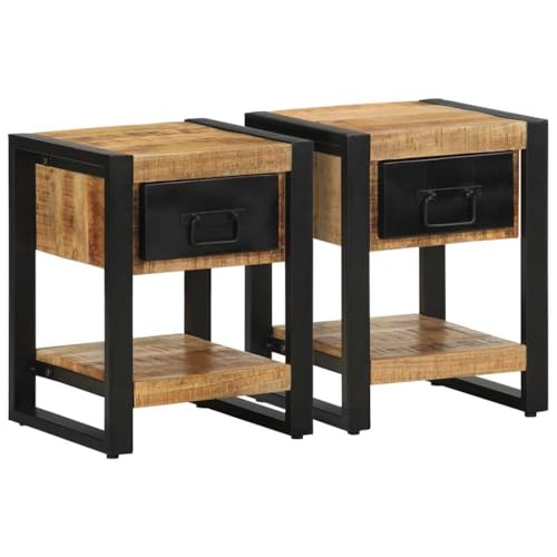 CKioict Nachttische 2 STK. Raues Mangoholz badschrank schmal kommode mit schubladen for Zimmer Wohnzimmer von CKioict