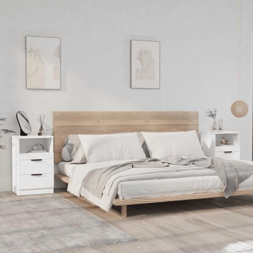 CKioict Nachttische 2 STK. Weiß Holzwerkstoff nachttisch badschrank schmal for Zimmer Schlafzimmer von CKioict