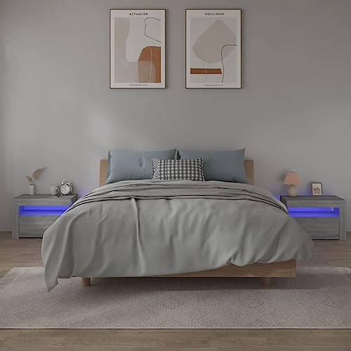 CKioict Nachttische 2 STK. mit LEDs Grau Sonoma nachttisch beistelltisch for Schlafzimmer Zimmer 60x35x40 cm von CKioict