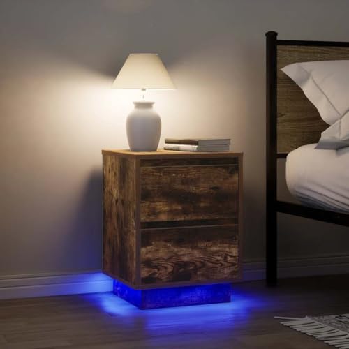 CKioict Nachttische mit LED-Leuchten 2 STK. Räuchereiche kommode mit schubladen nachtschrank for Wohnzimmer Schlafzimmer 38x34x50 cm CKioict Nachttische mit LED-Leuchten 2 STK. Räuchereiche kommode mit schubladen nachtschrank for Wohnzimmer Schlafzimmer 38x34x50 cm von CKioict