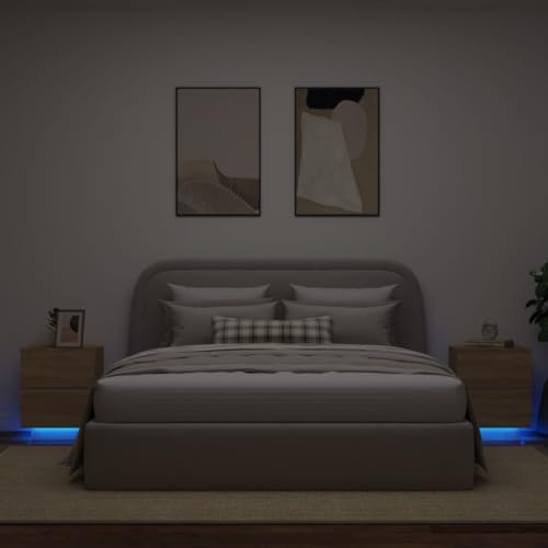 CKioict Nachttische mit LED-Leuchten 2 STK. Sonoma Eiche Holzwerkstoff beistelltisch nachtschrank for Wohnzimmer Zimmer CKioict Nachttische mit LED-Leuchten 2 STK. Sonoma Eiche Holzwerkstoff beistelltisch nachtschrank for Wohnzimmer Zimmer von CKioict