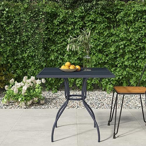 CKioict Outdoor Tisch Terrassentisch Stehtisch Outdoor Gartentisch Anthrazit 80x80x72,5 cm StahlgeflechtFür Gärten, Rasenflächen, Balkone von CKioict