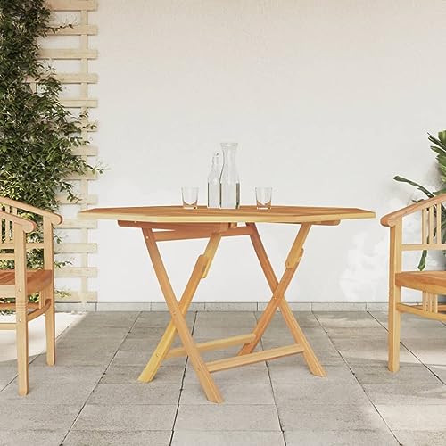 CKioict Outdoor Tisch Terrassentisch Stehtisch Outdoor Gartentisch Klappbar 120x120x75 cm Massivholz TeakFür Gärten, Rasenflächen, Balkone von CKioict