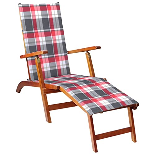 CKioict Relaxliege Liegestuhl Lounge möbel Outdoor Balkon möbel Set Liegestuhl mit Fußstütze und Auflage Akazie Massivholzfür Patio-Garten-Strand-Pool von CKioict