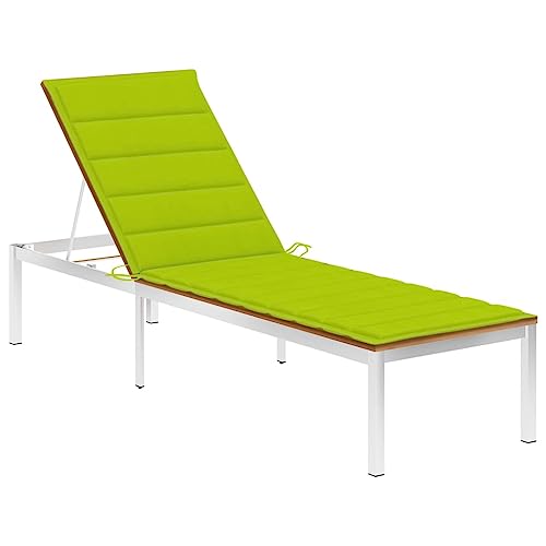 CKioict Relaxliege Liegestuhl Lounge möbel Outdoor Balkon möbel Set Sonnenliege mit Auflage Akazie Massivholz und Edelstahlfür Patio-Garten-Strand-Pool von CKioict