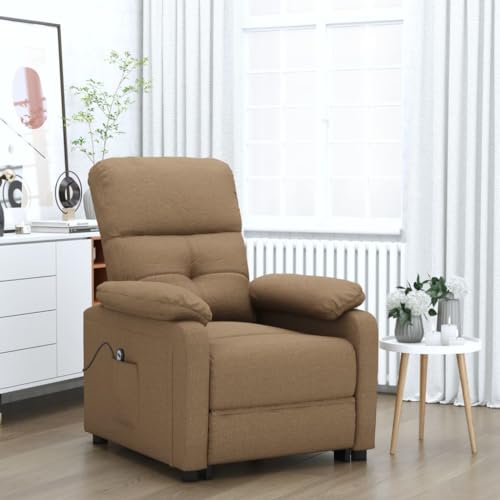 CKioict Relaxsessel Elektrisch Braun Stoff Chair fernsehsessel for Schlafzimmer Balkon von CKioict