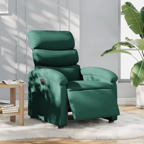 CKioict Relaxsessel Elektrisch Dunkelgrün Stoff fernsehsessel ohrensessel mit hocker for Innenraum Schlafzimmer von CKioict