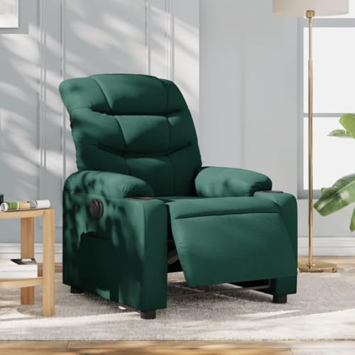 CKioict Relaxsessel Elektrisch Dunkelgrün Stoff ohrensessel mit hocker Lounge Sessel for Balkon Wohnzimmer von CKioict