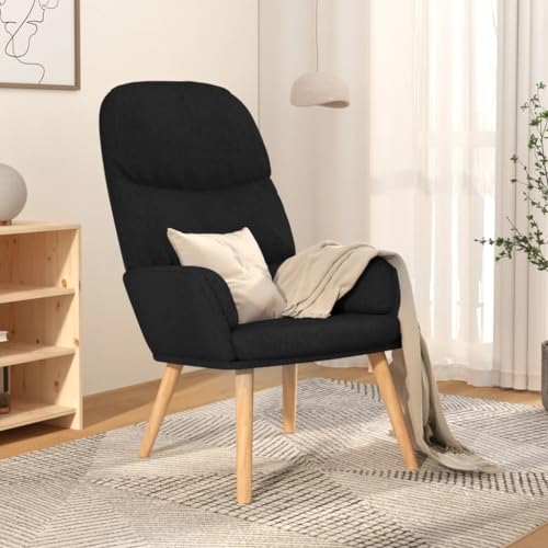 CKioict Relaxsessel Schwarz Stoff ohrensessel mit hocker fernsehsessel for Balkon Schlafzimmer von CKioict