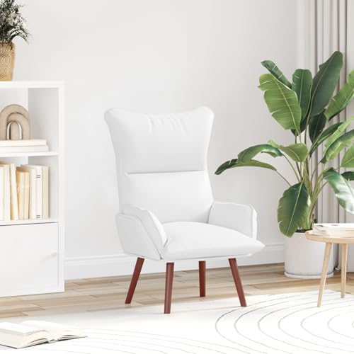CKioict Relaxsessel Weiß Kunstleder cocktailsessel ohrensessel mit hocker for Büro Schlafzimmer von CKioict