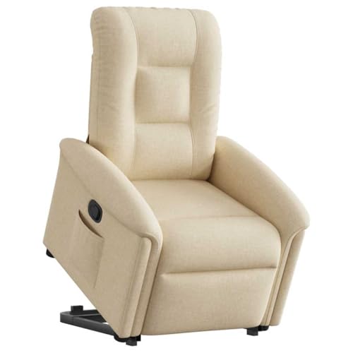 CKioict Relaxsessel mit Aufstehhilfe Creme Stoff Chair ohrensessel mit hocker for Innenraum Wohnzimmer von CKioict