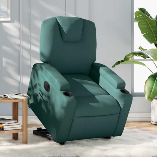CKioict Relaxsessel mit Aufstehhilfe Elektrisch Dunkelgrün Stoff fernsehsessel cocktailsessel for Schlafzimmer Innenraum von CKioict