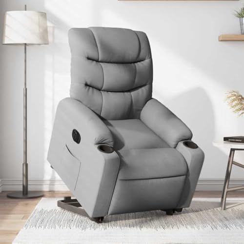 CKioict Relaxsessel mit Aufstehhilfe Elektrisch Hellgrau Stoff Chair fernsehsessel for Büro Balkon von CKioict