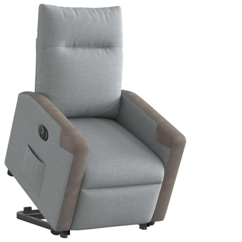 CKioict Relaxsessel mit Aufstehhilfe Elektrisch Hellgrau Stoff fernsehsessel ohrensessel mit hocker for Schlafzimmer Wohnzimmer von CKioict