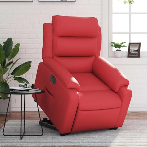 CKioict Relaxsessel mit Aufstehhilfe Elektrisch Rot Kunstleder Chair fernsehsessel for Schlafzimmer Büro von CKioict