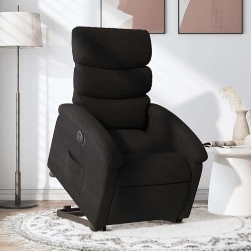 CKioict Relaxsessel mit Aufstehhilfe Elektrisch Schwarz Stoff Chair Lounge Sessel for Büro Schlafzimmer von CKioict