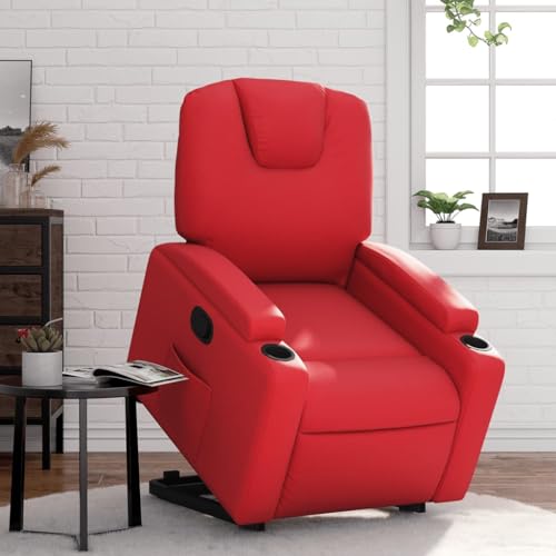 CKioict Relaxsessel mit Aufstehhilfe Rot Kunstleder ohrensessel mit hocker cocktailsessel for Wohnzimmer Büro CKioict Relaxsessel mit Aufstehhilfe Rot Kunstleder ohrensessel mit hocker cocktailsessel for Wohnzimmer Büro von CKioict