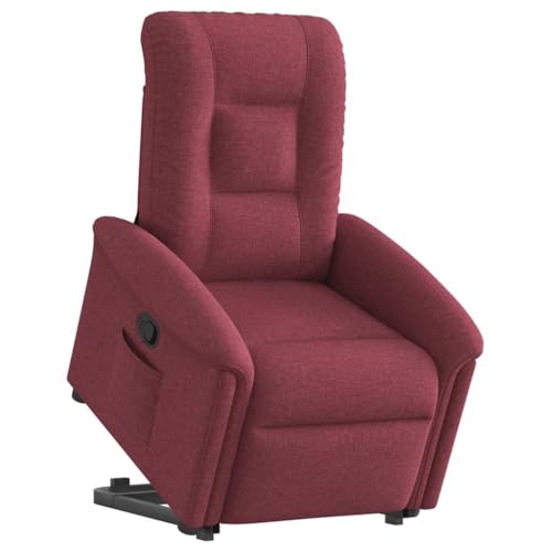 CKioict Relaxsessel mit Aufstehhilfe Weinrot Stoff fernsehsessel ohrensessel mit hocker for Balkon Wohnzimmer von CKioict