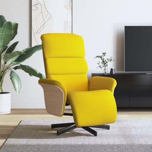CKioict Relaxsessel mit Fußteil Hellgelb Stoff fernsehsessel Stuhl schminktisch for Innenraum Wohnzimmer von CKioict