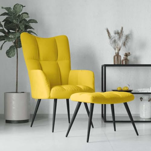 CKioict Relaxsessel mit Hocker Senfgelb Samt fernsehsessel ohrensessel mit hocker for Wohnzimmer Büro CKioict Relaxsessel mit Hocker Senfgelb Samt fernsehsessel ohrensessel mit hocker for Wohnzimmer Büro von CKioict