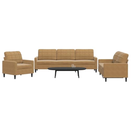 CKioict Samt Sofa Set 3 Sitzer mit Metallgestell, Bequemes Polstermöbel für Wohnzimmer, Modernes Design Sofagarnitur in Weich und Langlebig CKioict Samt Sofa Set 3 Sitzer mit Metallgestell, Bequemes Polstermöbel für Wohnzimmer, Modernes Design Sofagarnitur in Weich und Langlebig von CKioict