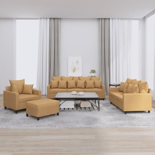 CKioict Samt Sofagarnitur 3-teilig mit Hocker, Bequemes Velours Sofa Set für Wohnzimmer, Robuste Couchgarnitur mit Sitzbank und Polster, Plüsch Sofa Gruppe in von CKioict